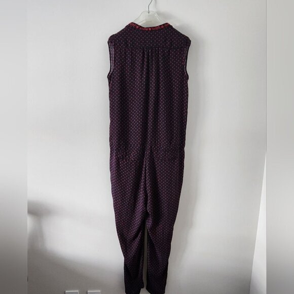 MAISON SCOTCH | Hawaiian jumpsuit hibiscus navy coral red sz 6 - Picture 2 of 11